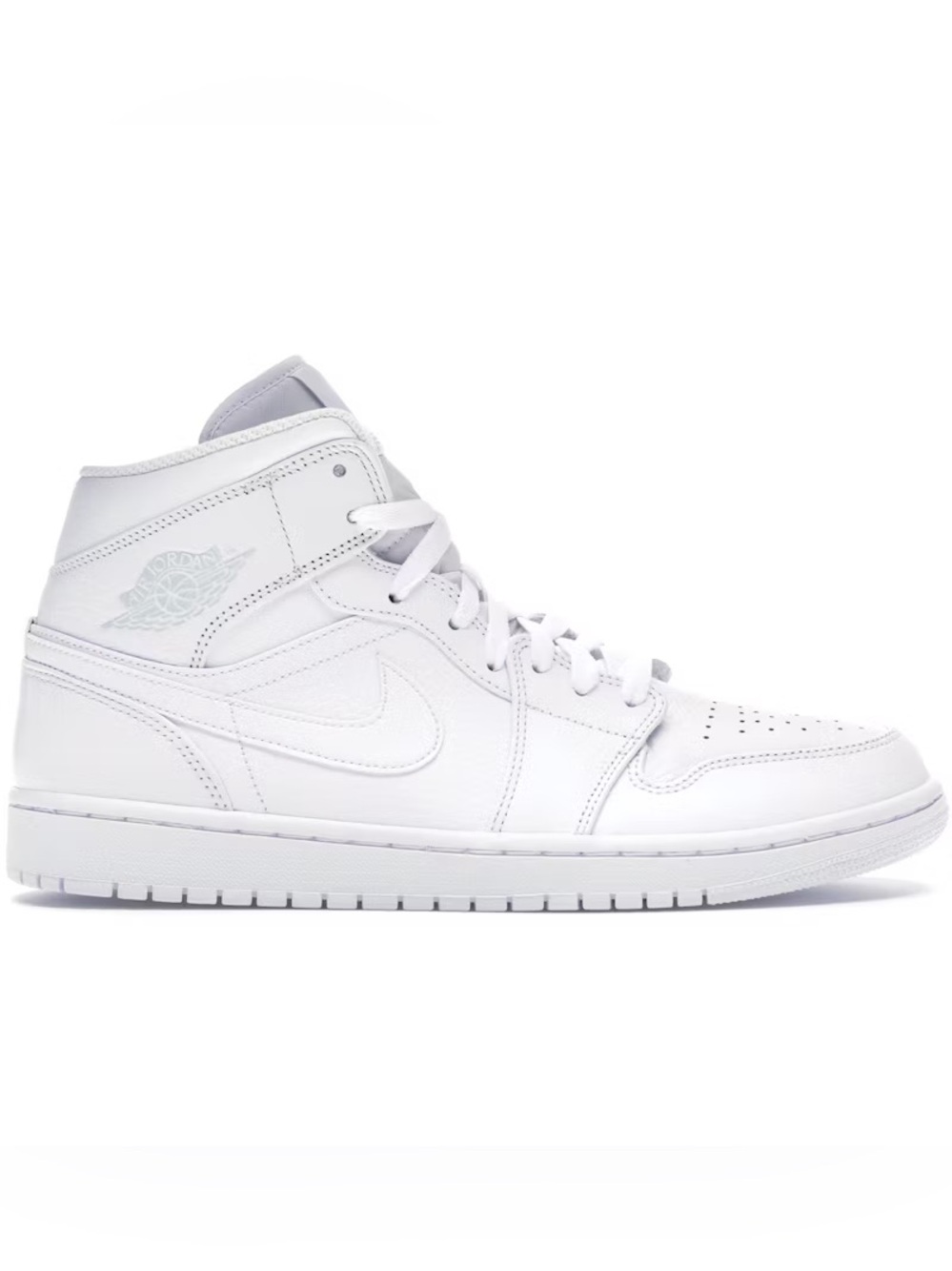 Jordan 1 triple White Mid-Top Leather Sneaker shoe athletic retro men 8.5 - Picture 1 of 12